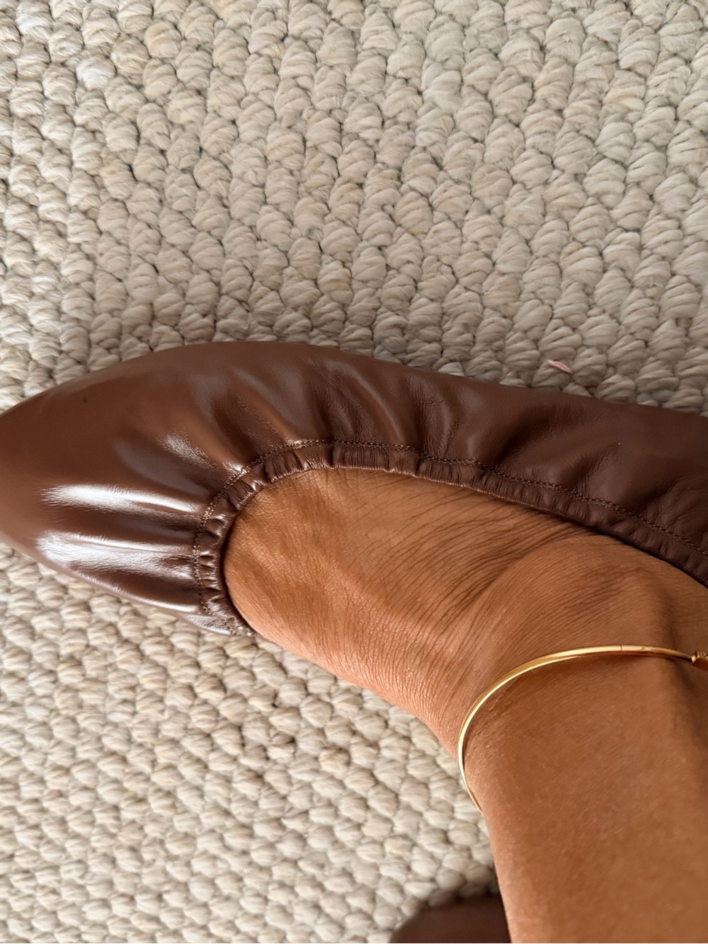 NWT Fendi Brown Leather Elastic-Top Ballet Flats - Picture 11 of 12